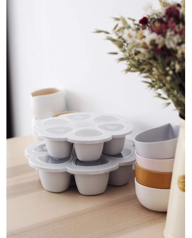 BEABA SILIKONA ZĪDAIŅU PĀRTIKAS KONTEINERS MULTIPORCIJĀM, XL (6X150 ML), GREY