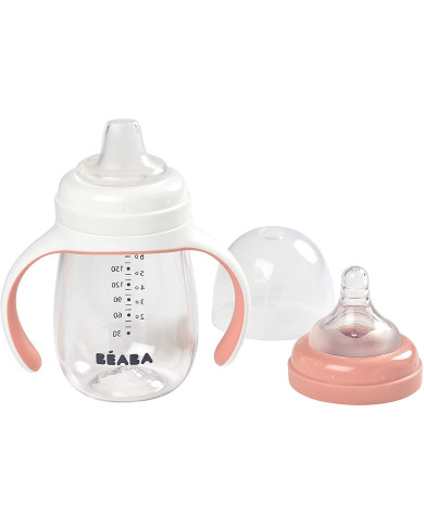 BEABA MOKOMASIS BUTELIUKAS-GERTUVĖ 2IN1, 210 ML, OLD PINK