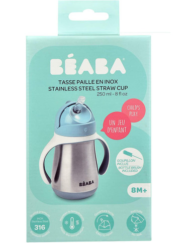 BEABA METĀLA PUDELĪTE AR SALMIŅU, 250 ML, WINDY BLUE