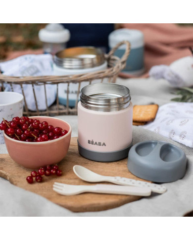 BEABA THERMO PĀRTIKAS TRAUKS, 300 ML, DARK GREY/LIGHT PINK