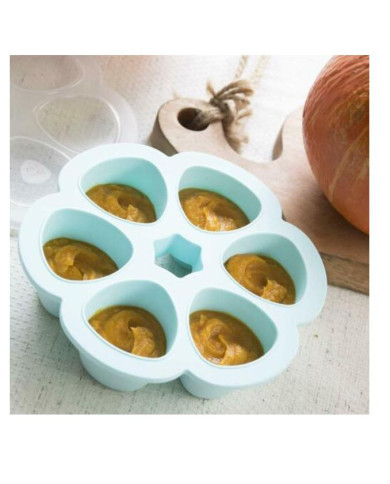 BEABA SILIKONA ZĪDAIŅU PĀRTIKAS KONTEINERIS MULTIPORTIONS, (6x90 ML), BLUE