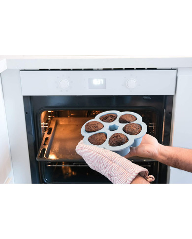 BEABA SILIKONA ZĪDAIŅU PĀRTIKAS KONTEINERIS MULTIPORTIONS, (6x90 ML), BLUE