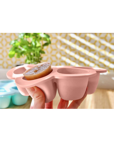 BEABA SILIKONA ZĪDAIŅU PĀRTIKAS KONTEINERIS MULTIPORTIONS, (6x90 ML), OLD PINK
