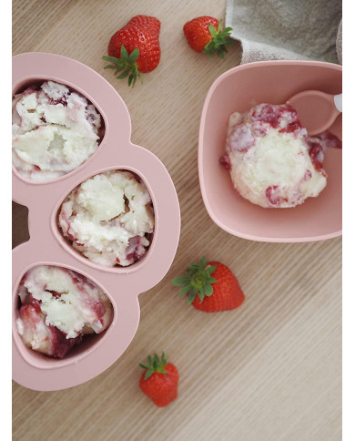 BEABA SILIKONA ZĪDAIŅU PĀRTIKAS KONTEINERIS MULTIPORTIONS, (6x90 ML), OLD PINK