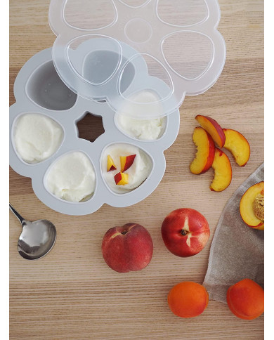 BEABA SILIKONA ZĪDAIŅU PĀRTIKAS KONTEINERIS MULTIPORTIONS, (6x90 ML), LIGHT MIST