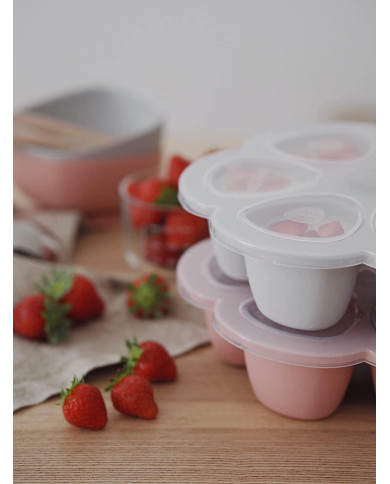 BEABA SILIKONA ZĪDAIŅU PĀRTIKAS KONTEINERIS MULTIPORTIONS, XL (6x150 ML), PINK