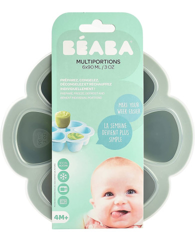 BEABA SILIKONINIS KŪDIKIO MAISTO KONTEINERIS MULTIPORTIONS 6x90 ML SAGE GREEN 