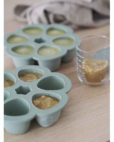 BEABA SILIKONINIS KŪDIKIO MAISTO KONTEINERIS MULTIPORTIONS XL 6X150 ML SAGE GREEN 