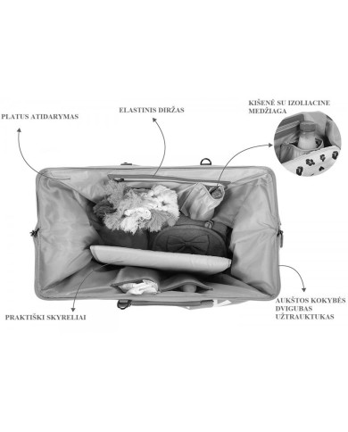 CHILDHOME DIDELIS MAMOS REIKMENŲ KREPŠYS MOMMY BAG, PUFFERED - BLACK