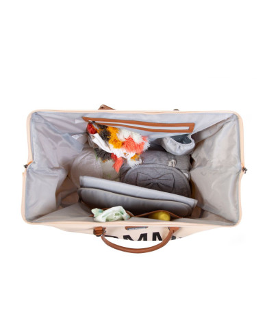 CHILDHOME DIDELIS MAMOS REIKMENŲ KREPŠYS MOMMY BAG, OFF WHITE BLACK