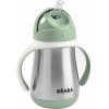 BEABA METALINĖ GERTUVĖ SU ŠIAUDELIU, 250 ML,  SAGE GREEN