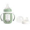 BEABA MOKOMASIS STIKLINIS BUTELIUKAS-GERTUVĖ 2IN1, 210 ML, SAGE GREEN, SILIKONINIAME DĖKLE