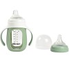 BEABA MOKOMASIS STIKLINIS BUTELIUKAS-GERTUVĖ 2IN1, 210 ML, SAGE GREEN, SILIKONINIAME DĖKLE