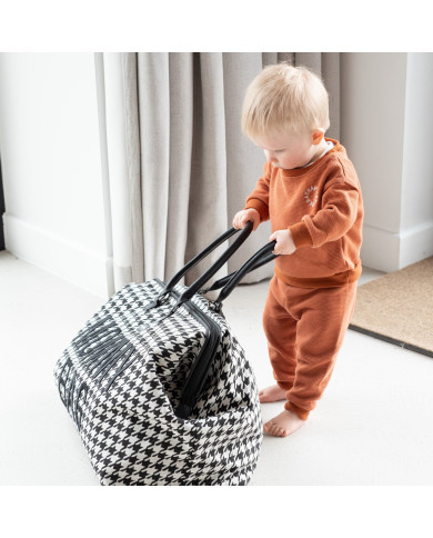 CHILDHOME DIDELIS MAMOS REIKMENŲ KREPŠYS MOMMY BAG, PIED DE POULE, BLACK