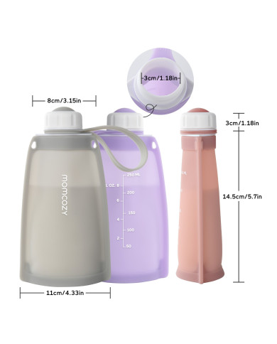 MOMCOZY DAUGKARTINIAI SILIKONINIAI PIENO LAIKYMO MAIŠELIAI, 2 VNT.