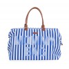 CHILDHOME DIDELIS MAMOS REIKMENŲ KREPŠYS MOMMY BAG,  STRIPES - ELECTRIC BLUE/LIGHT BLUE