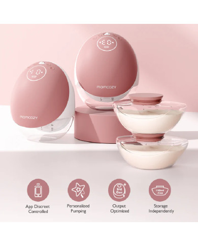 MOMCOZY DUBULTAIS PĀRNĒSĀJAMS BEZVADU PIENA PUMPIS M9, PINK