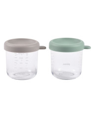 BEABA 2 GAB. STIKLA TRAUKU KOMPLEKTS (250 ML), SAGE GREEN/GREY