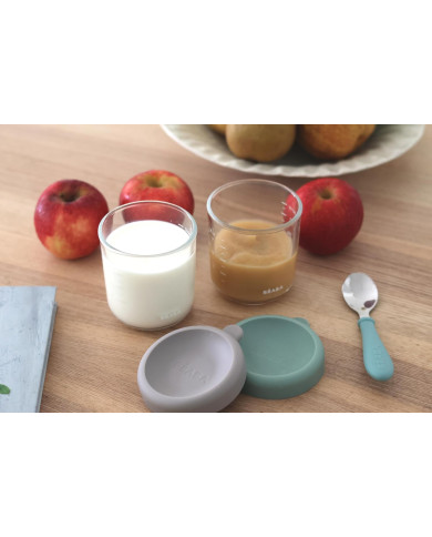 BEABA 2 GAB. STIKLA TRAUKU KOMPLEKTS (250 ML), SAGE GREEN/GREY