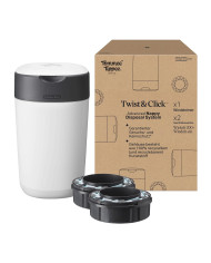 TOMMEE TIPPEE SANGENIC TWIST AND CLICK ADVANCED AUTIŅBIKSĪŠU KONTEINERS UN 2 GAB. KASEŠU KOMPLEKTS, WHITE