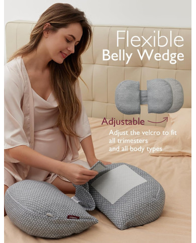 MOMCOZY GRŪTNIECĪBAS SPILVENS, W FORMAS, GREY