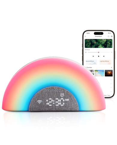 MOMCOZY BALTĀ TROKŠŅA APARĀTS MODINĀTĀJS DREAMSYNC™ AR VARAVĪKSNES GAISMU, GREY