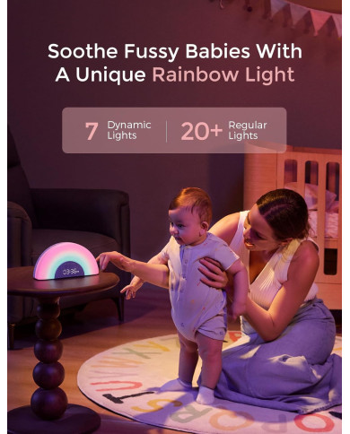 MOMCOZY BALTĀ TROKŠŅA APARĀTS MODINĀTĀJS DREAMSYNC™ AR VARAVĪKSNES GAISMU, GREY