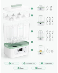MOMCOZY 8-IN-1 ELEKTRISKAIS TVAIKA PUDEĻU STERILIZATORS ZĪDAIŅIEM