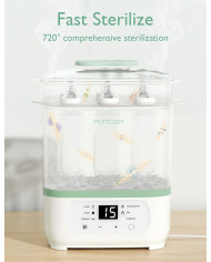 MOMCOZY 8-IN-1 ELEKTRISKAIS TVAIKA PUDEĻU STERILIZATORS ZĪDAIŅIEM
