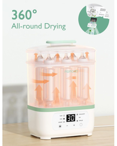 MOMCOZY 8-IN-1 ELEKTRISKAIS TVAIKA PUDEĻU STERILIZATORS ZĪDAIŅIEM