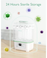 MOMCOZY 8-IN-1 ELEKTRISKAIS TVAIKA PUDEĻU STERILIZATORS ZĪDAIŅIEM