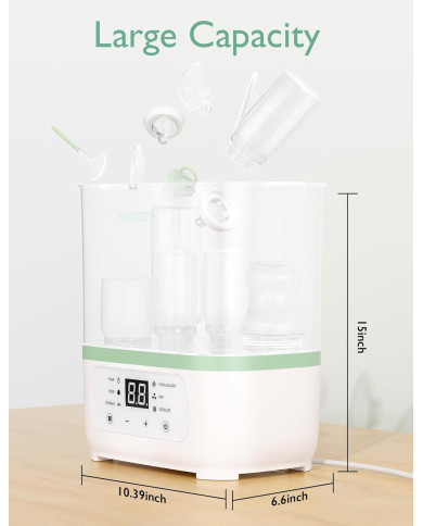 MOMCOZY 8-IN-1 ELEKTRISKAIS TVAIKA PUDEĻU STERILIZATORS ZĪDAIŅIEM