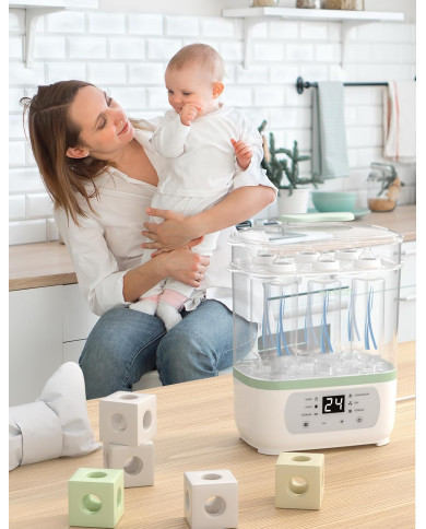 MOMCOZY 8-IN-1 ELEKTRISKAIS TVAIKA PUDEĻU STERILIZATORS ZĪDAIŅIEM