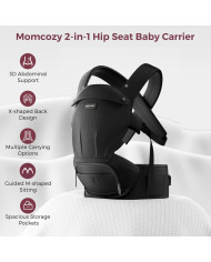 MOMCOZY ZĪDAIŅU NĒSĀTĀJS MOVE2FIT 2IN1 AR GŪŽU SĒDEKLI, MELNS
