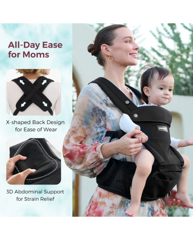 MOMCOZY ZĪDAIŅU NĒSĀTĀJS MOVE2FIT 2IN1 AR GŪŽU SĒDEKLI, MELNS