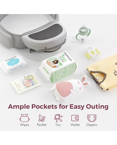 MOMCOZY MAZUĻU NĒŠĀTĀJS MOVE2FIT 2IN1 AR GŪŽU SĒDEKLI, AR TĪKLU, PELĒKS