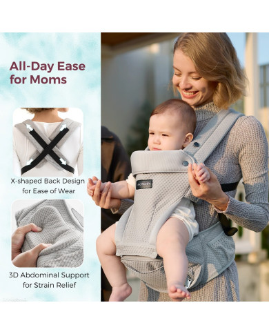 MOMCOZY MAZUĻU NĒŠĀTĀJS MOVE2FIT 2IN1 AR GŪŽU SĒDEKLI, AR TĪKLU, PELĒKS