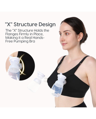 MOMCOZY Elektriskā Piensūcēja Brīvroku Krūšturis, 2XL, Melns