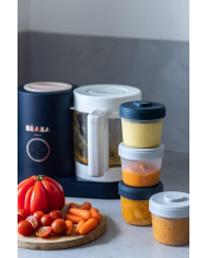 BEABA Savienojami Pārtikas Uzglabāšanas Trauki 4x150ml - Hermētiski un Kompakti