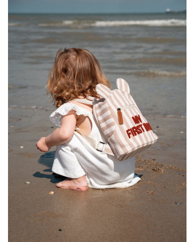 CHILDHOME Bērnu Mugursoma My First Bag - Stripes Nude/Terracotta