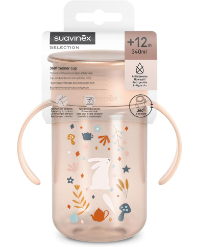 SUAVINEX 360° Neslīdošs Mācību Krūze +12 mēn, Wonderland Pink