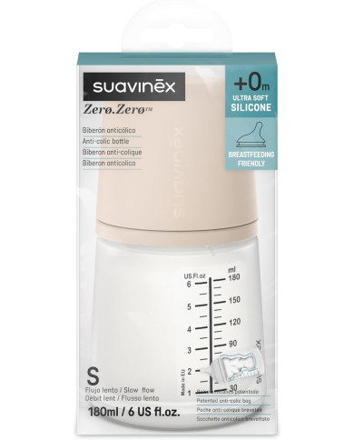 SUAVINEX ZERO ZERO Antikoliku Buteliņš 180ml +0 mēn. LIGHT