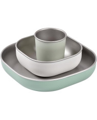 BEABA Nerūsējošā Tērauda Pusdienu Komplekts, Sage Green - 3 gab.