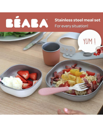 BEABA Nerūsējošā Tērauda Pusdienu Komplekts, Terracotta - 3 gab.