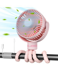 MOMCOZY pārnēsājamais ratiņu ventilators, rozā