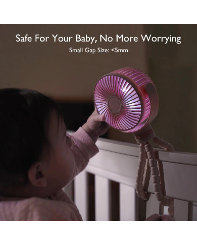 MOMCOZY pārnēsājamais ratiņu ventilators, rozā