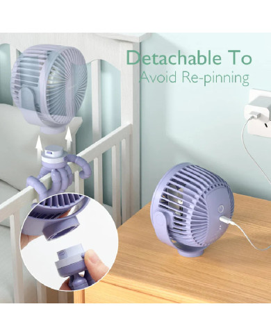 MOMCOZY portatīvais ratiņu ventilators, violets