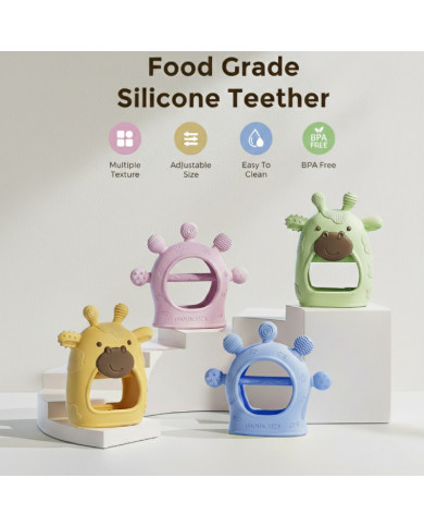 MOMCOZY silikona zobu grauzturis zīdaiņiem, zaļš