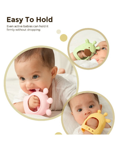 MOMCOZY silikona zobu grauzturis zīdaiņiem, zaļš