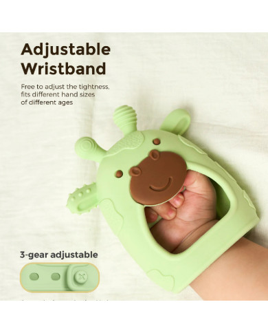 MOMCOZY silikona zobu grauzturis zīdaiņiem, zaļš